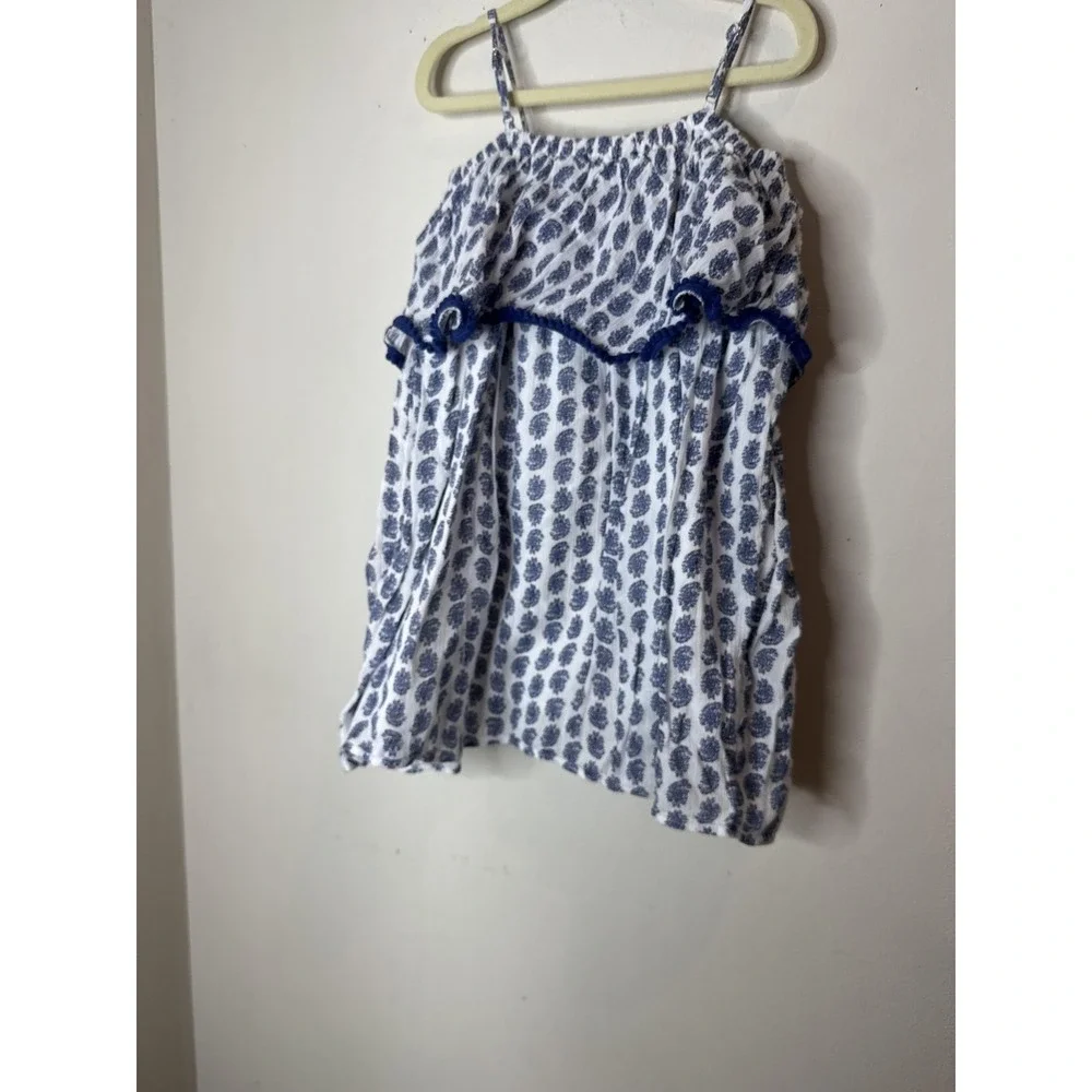 Polo Ralph Lauren Dress Girls 4T White Blue Paisley Ruffle Sundress Lined Summer